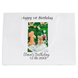 Zum 1. Geburtstag Foto schlicht und elegant Große Geschenktüte