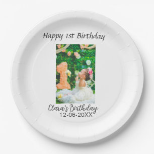 Zum 1. Geburtstag Foto schlicht und elegant Pappteller