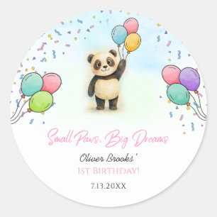 Zum 1. Geburtstag niedliches Baby-Panda Runder Aufkleber