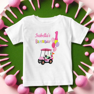 Zum 1. Geburtstag Polka Dot Pink Girly Golf Baby T-shirt