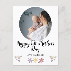 Zum 1. Mal Muttertag einfaches Mama & Baby Foto Feiertagspostkarte