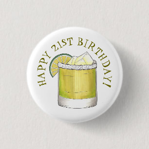 Zum 21. Geburtstag Margarita Cocktail Mixed Drink Button