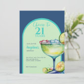 Zum 21. Geburtstag Margarita Einladung (Stehend Vorderseite)