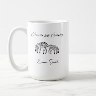 Zum 21. Geburtstag, Niedlich Kenyan Zebras Kaffeetasse