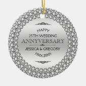 Zum 25. Hochzeitstag Diamonds & Silver Keramik Ornament (Vorne)