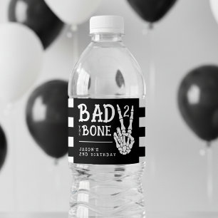 Zum 2. Geburtstag: Bad 2 the Bone Skelett Party Wasserflaschenetikett
