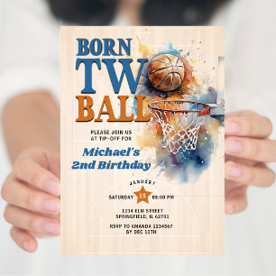 Zum 2. Geburtstag Basketball Tip Off Hoop Born Two Einladung