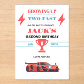 Zum 2. Geburtstag Einladung 'Growing Up Two Fast' (Vorderseite)