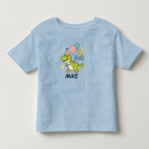 Zum 3. Geburtstag grünes Dino mit Balloons Kleinkind T-shirt