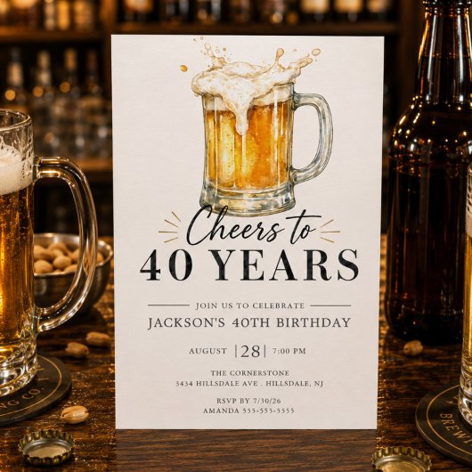 Zum 40. Geburtstag - Prost! Einladung