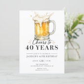 Zum 40. Geburtstag - Prost! Einladung (Stehend Vorderseite)