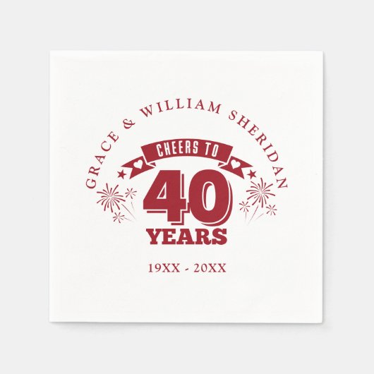 Zum 40. Hochzeitstag von Ruby alles Gute Serviette (Vorderseite)