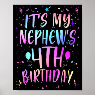 Zum 4. Geburtstag meines Neffen Bunt Fröhliche 4 J Poster