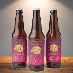 Zum 50. Geburtstag 1976 geboren - rosa Bier Etiket Bierflaschenetikett