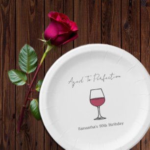 Zum 50. Geburtstag vollkommener Wein Pappteller