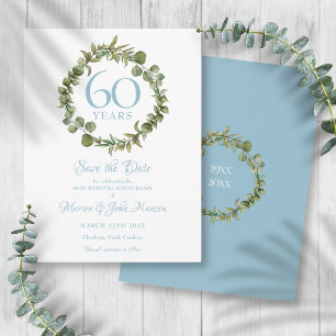 Zum 60. Jahrestag - Save-the-Date mit Floral-Eleme Postkarte