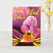 Zum 62. Geburtstag Blume Pansy Karte (Gelbe Blume)