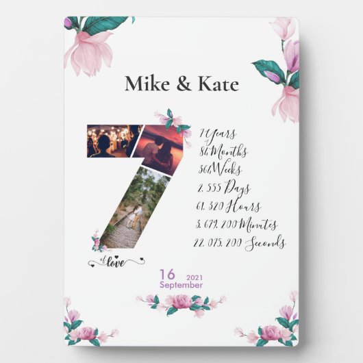 Zum 7. Jubiläum, Collage des benutzerdefinierten F Fotoplatte (Vorderseite)