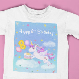 Zum 8. Geburtstag Einhorn mit Geburtstagskuchen T-Shirt