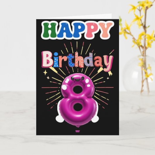 Zum 8. Geburtstag Karte (Gelbe Blume)