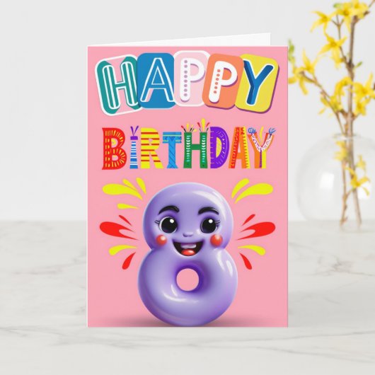 Zum 8. Geburtstag Karte (Gelbe Blume)