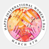 Zum 8. März: Happy International Women's Day Runder Aufkleber (Vorderseite)
