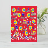 Zum 9. Geburtstag Einladung Geburtstag #9 Rot (Stehend Vorderseite)