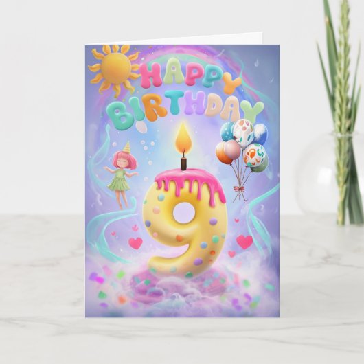 Zum 9. Geburtstag Karte (Vorderseite)