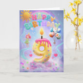 Zum 9. Geburtstag Karte (Gelbe Blume)