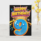 Zum 9. Geburtstag Karte (Gelbe Blume)