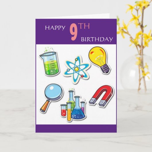 Zum 9. Geburtstag Karte (Gelbe Blume)