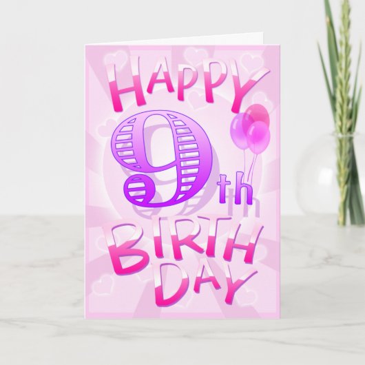 Zum 9. Geburtstag Karte (Vorderseite)