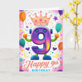 Zum 9. Geburtstag Karte (Gelbe Blume)