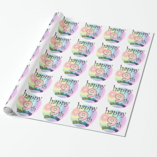 Zum 9. Geburtstag (Rose) Geschenkpapier (Ungerollt)