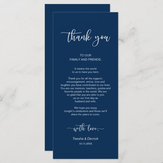 Zum Abendessen Platz Einstellung Danke, Navy Blue, Programm (Vorne/Hinten)