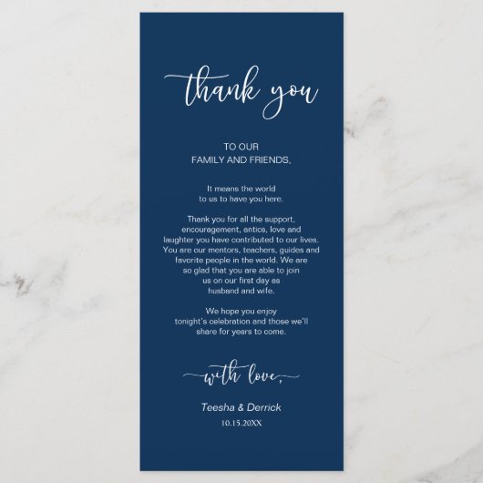 Zum Abendessen Platz Einstellung Danke, Navy Blue, Programm (Vorderseite)