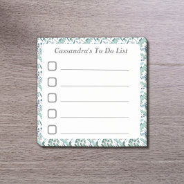 Zum Auflisten der blauen grünen Foliage geklebt Post-it Klebezettel