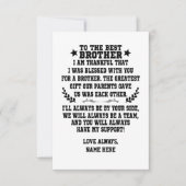 Zum besten Bruder von Schwester oder Bruder Dankeskarte (Vorderseite)