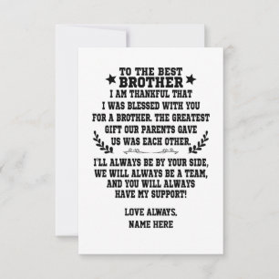 Zum besten Bruder von Schwester oder Bruder Dankeskarte