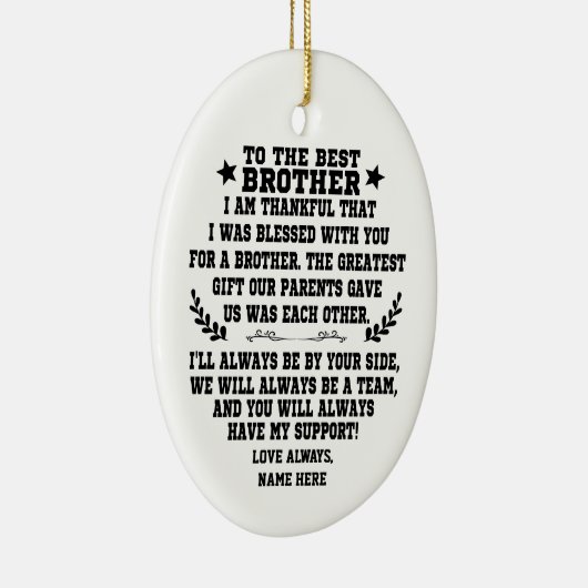 Zum besten Bruder von Schwester oder Bruder Keramik Ornament (Rechts)