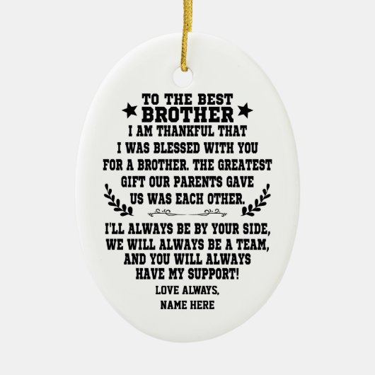 Zum besten Bruder von Schwester oder Bruder Keramik Ornament (Vorne)