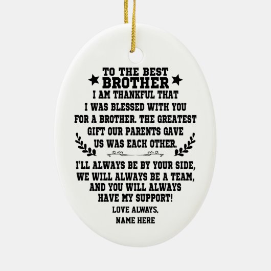 Zum besten Bruder von Schwester oder Bruder Keramik Ornament (Hinten)