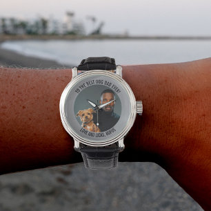 Zum besten Hund-Vater je benutzerdefiniertes Foto Armbanduhr