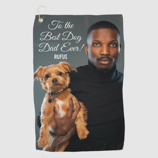 Zum besten Hund-Vater je benutzerdefiniertes Foto Golfhandtuch (Vorderseite)