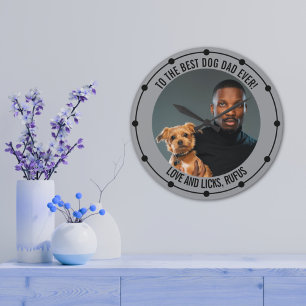 Zum besten Hund-Vater je benutzerdefiniertes Foto  Große Wanduhr
