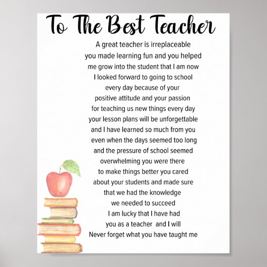 Zum besten Lehrer-Poster Poster (Vorne)