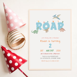 Zum Brüllen geboren Baby Dino-Kind 2. Geburtstag Einladung