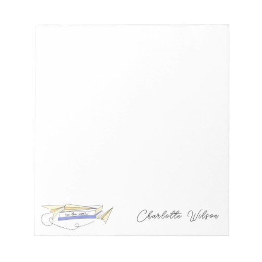 Zum Editor für das Mondpapierflugzeug Notizblock (Vorderseite)