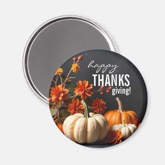 Zum Erntedankfest Orange Pumpkin Blume Magnet (Vorderseite/Rückseite)