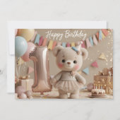 Zum ersten Geburtstag einladung mit Teddybär (Vorderseite)